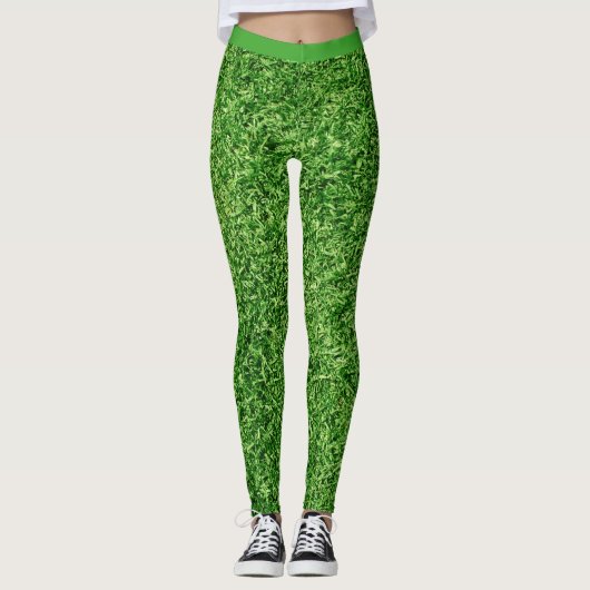 Fun Green Grass Pattern Leggings (Voorkant)