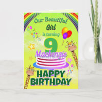 FUN GREEN Happy 9th Birthday Giraffes en ballonnen