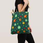 Fun Green Kerstfeestay Pattern Tote Bag (Dichtbij)