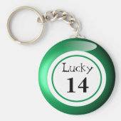 Fun Green Lucky Number Bingo Ball Theme Sleutelhanger (Voorkant)