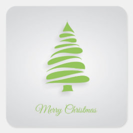 Fun Green Merry-kerstboom Vierkante Sticker