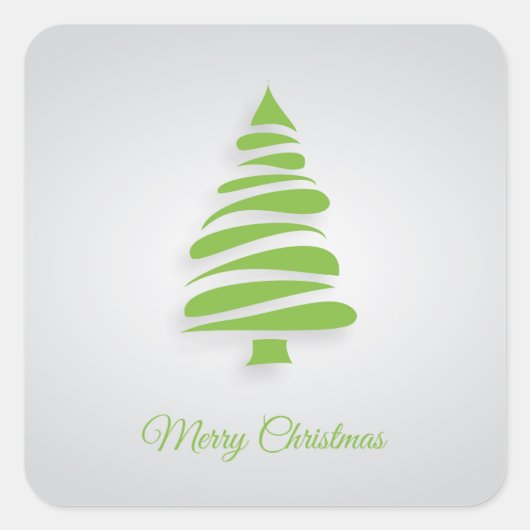 Fun Green Merry-kerstboom Vierkante Sticker (Voorkant)