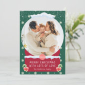 Fun Green Merry Wereldbol Snow-fotokaart Kaart (Staand voorkant)