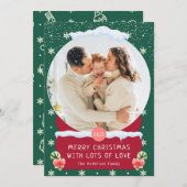 Fun Green Merry Wereldbol Snow-fotokaart Kaart (Voorkant / Achterkant)