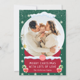 Fun Green Merry Wereldbol Snow-fotokaart Kaart