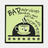 Fun Green Mornings with Team Coffee Art Magneet (Voorkant)