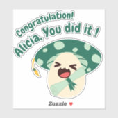 Fun Green Mushroom Afstudeerder Sticker (Vel)