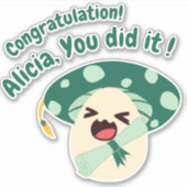 Fun Green Mushroom Afstudeerder Sticker (Voorkant)