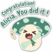 Fun Green Mushroom Afstudeerder