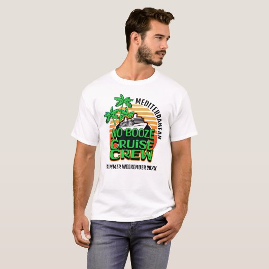 Fun Green NO BOOZE CRUISE CREW Familie Vakantie T-shirt (Voorkant volledig)