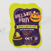 Fun Green & Paars Halloween Costume Party Kaart (Voorkant / Achterkant)