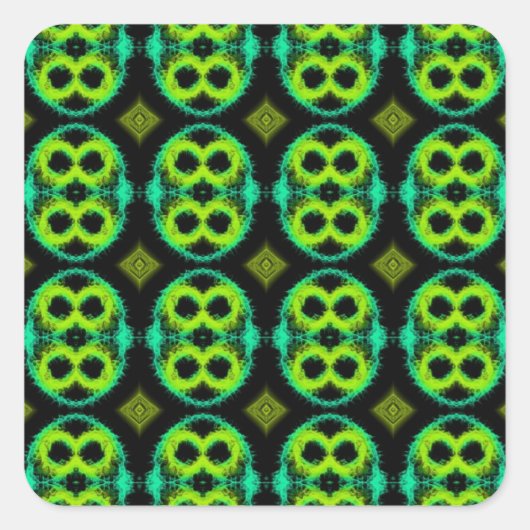 Fun Green Plaid Vierkante Sticker (Voorkant)