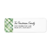 Fun Green Plaid Waterverf retouradres Etiket (Voorkant)