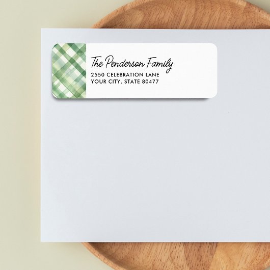 Fun Green Plaid Waterverf retouradres Etiket