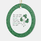 Fun Green Shamrocks Irish Girl Ceramic Ornament (Links)