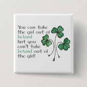 Fun Green Shamrocks Irish Girl Square Button (Voorkant)