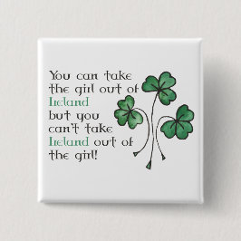 Fun Green Shamrocks Irish Girl Square Button