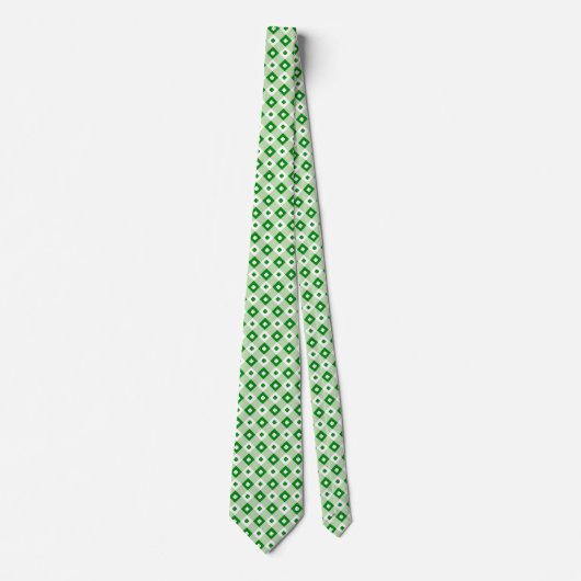 Fun Green St Patrick's Day Lucky Clover Plaid Stropdas (Voorkant)