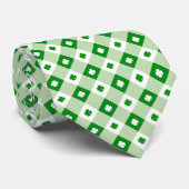 Fun Green St Patrick's Day Lucky Clover Plaid Stropdas (Opgerold)