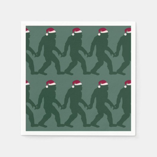 Fun Green Tonal Bigfoot Kerstman Servet (Voorkant)