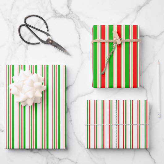 Fun Green, White, Red met kerst gewaardeerde patro Inpakpapier Vel (Voorkant)