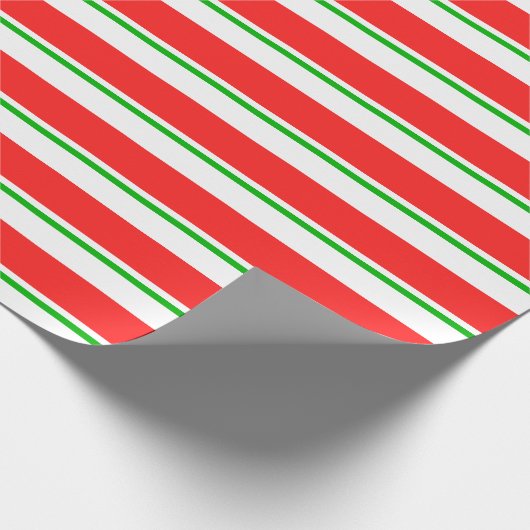 Fun Green, White, Red met kerst Thlepes Stripes Cadeaupapier (Hoek)