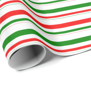 Fun Green, White, Red met kerst Thlepes Stripes Cadeaupapier