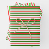 Fun Green, White, Red met kerst Thlepes Stripes Inpakpapier Vel (In situ)