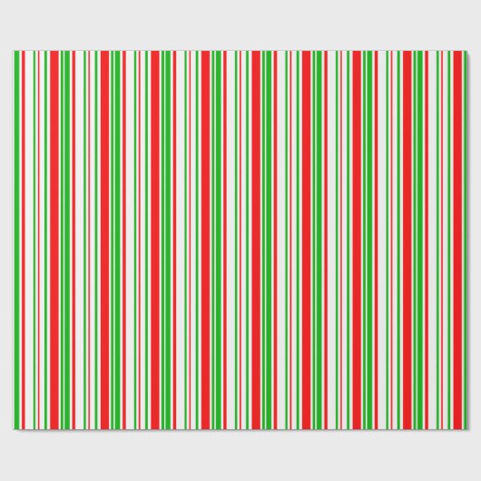 Fun Green, White, Red Stripes/Lines Pattern Cadeaupapier (Vlak)