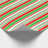 Fun Green, White, Red Stripes/Lines Pattern Cadeaupapier (Hoek)