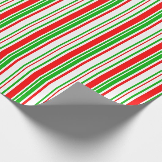 Fun Green, White, Red Stripes/Lines Pattern Cadeaupapier (Hoek)