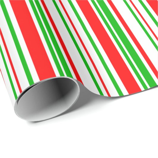 Fun Green, White, Red Stripes/Lines Pattern Cadeaupapier (Rol Hoek)