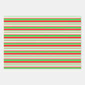 Fun Green, White, Red Stripes/Lines Pattern Inpakpapier Vel (Voorkant 3)