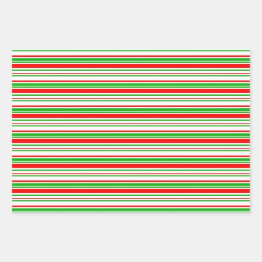 Fun Green, White, Red Stripes/Lines Pattern Inpakpapier Vel (Voorkant 3)