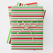 Fun Green, White, Red Stripes/Lines Pattern Inpakpapier Vel (In situ)