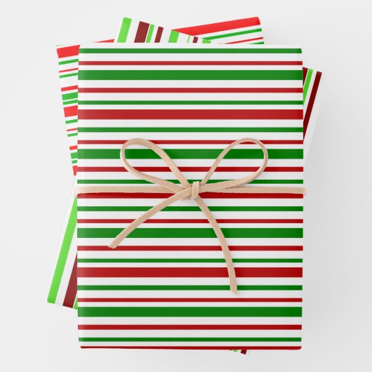 Fun Green, White, Red Stripes/Lines Pattern Inpakpapier Vel (In situ)
