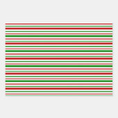 Fun Green, White, Red Stripes/Lines Pattern Inpakpapier Vel (Voorkant)