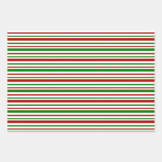 Fun Green, White, Red Stripes/Lines Pattern Inpakpapier Vel (Voorkant)