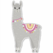 Fun Grey Llama Sticker (Voorkant)