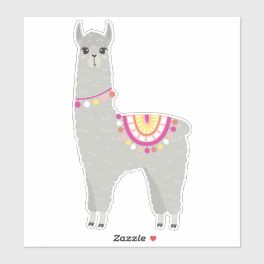 Fun Grey Llama Sticker (Vel)