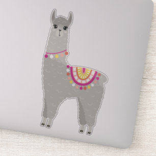 Fun Grey Llama Sticker