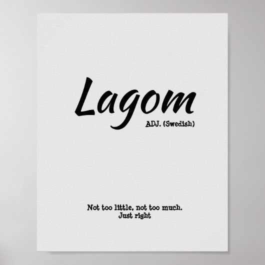 Fun Grey Swedish Lagom Definition Poster (Voorkant)