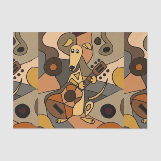 Fun Greyhound Dog die gitar Modern Art speelt Tissuepapier (Voorkant)