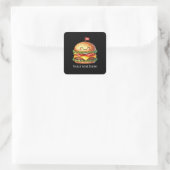 Fun grilled hamburger customizable vierkante sticker (Tas)