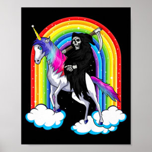 Fun Grim Reaper geeft een UNICORN Death Unicorn Ha Poster