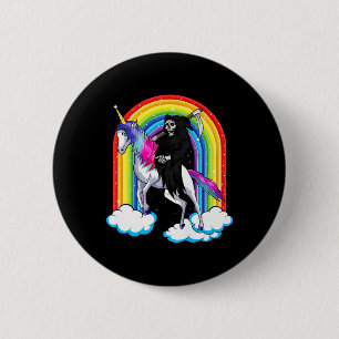 Fun Grim Reaper geeft een UNICORN Death Unicorn Ha Ronde Button 5,7 Cm