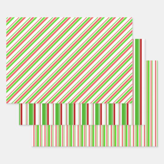 Fun-groen, wit, rood gekleurd kerstfeest geïnspire inpakpapier vel (Set)