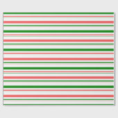 Fun groen, wit, rood gestreept/gelijnd patroon cadeaupapier (Vlak)