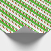 Fun-groen, wit, rood kerststijlpatroon cadeaupapier (Hoek)