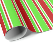 Fun-groene, witte, rode kerststijllijnen cadeaupapier (Rol Hoek)